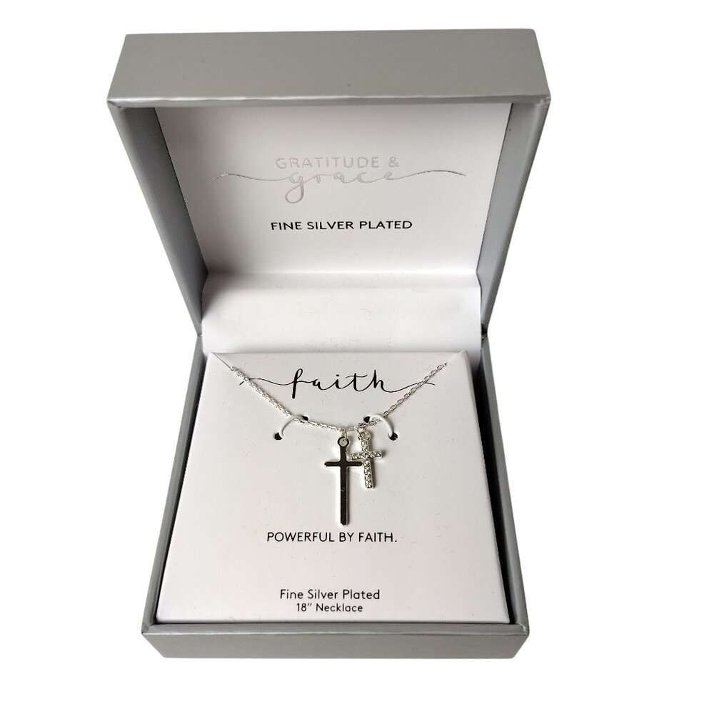 Fine Silver-Plated Necklace With Faith Cross Pendant 18 inch Chain Jewelry
